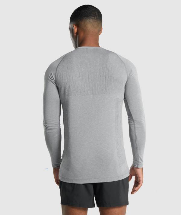 Panske Mikiny Gymshark Vital Light Seamless Long Sleeve Siva | IH8056413